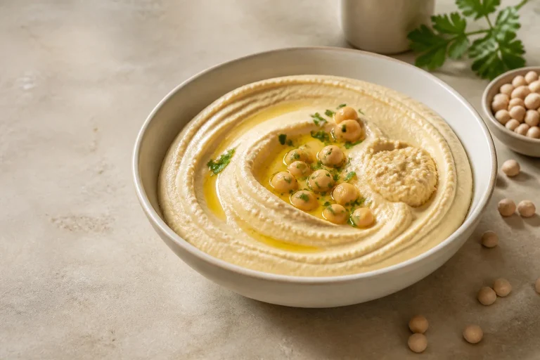 Cremiger Hummus mit Kichererbsen und Kichererbsenpaste